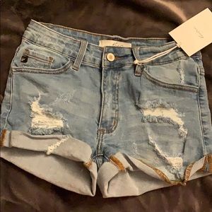 Distressed light/medium wash Jean Shorts